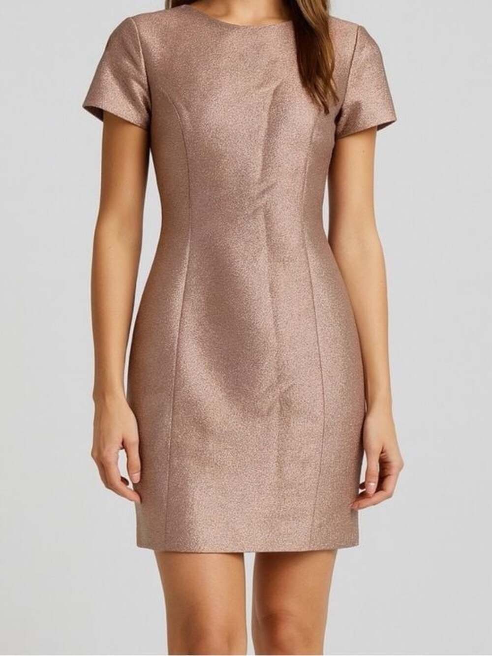 NWT Express Rose Gold Shimmer Open Back Mini Dress – Size Small